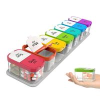 Portable Daily Pill Storage Box, 7-day Large Capacity Morning/afternoon Pill Organizer, Multifunctional Pill Box for Home Off...