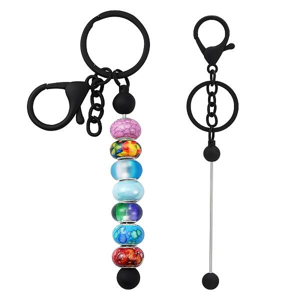 Baking Painted Alloy and Brass Bar Beadable Keychain for Jewelry Making DIY Crafts