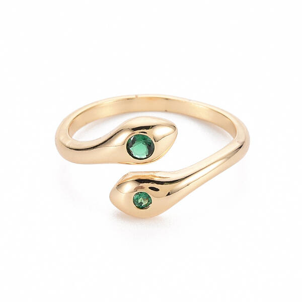 Brass Micro Pave Cubic Zirconia Cuff Rings