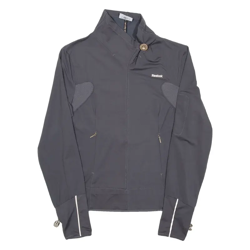 REEBOK Mens Sweatshirt Grey Button Neck S