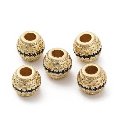 Brass Micro Pave Cubic Zirconia Beads
