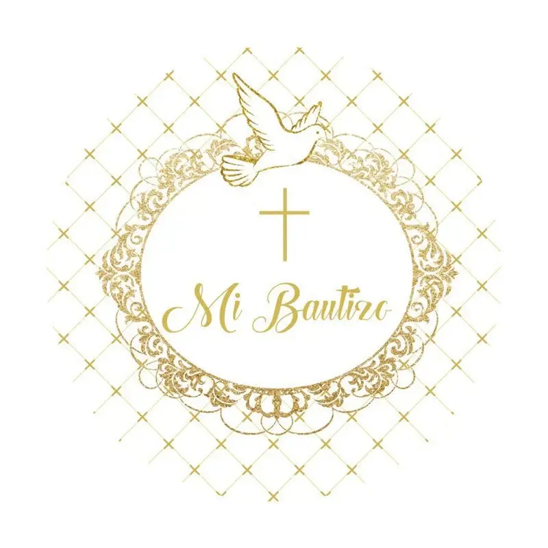 Aperturee Gold White Dove Bautizo Round Backdrops For Baby Shower | Round Backdrop Cover Diy | Baby Shower Backdrop Ideas | R...