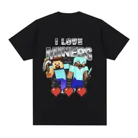 I Love Miners Print T Shirt Otaku Game Funny Meme T-shirt Mens Women Clothing Cotton Casual Short Sleeve Oversized T Shirts T...