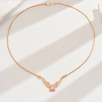 Elegant Vintage Brass Pave Cubic Zirconia Women's Rectangle Pendant Necklaces