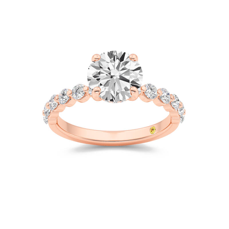 Frost Shared Prong Round Lab Grown Diamond Engagement Ring | 10K Rose Gold 3 1/6 CT. TW.