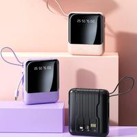 10000mAh Portable Power Bank, USB Rechargeable Power Bank with Detachable Data Cable, Mini Mobile Power Bank Compatible with...