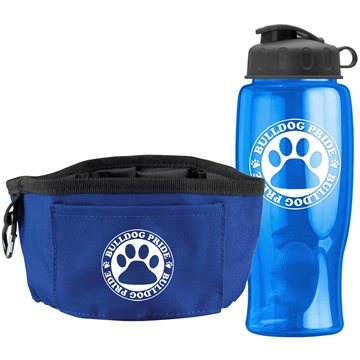 150 Custom Thirsty Dog - 27 oz Sports Bottle & Folding Dog Bowl - ...