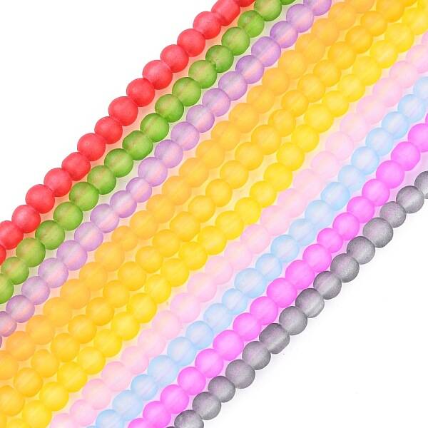 Frosted Glass Bead Strands