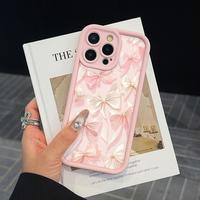 Bow embossed pattern, TPU anti-fall full cover protective case, suitable for iPhone 16 15 14 13 12 11 XS X and other series m...