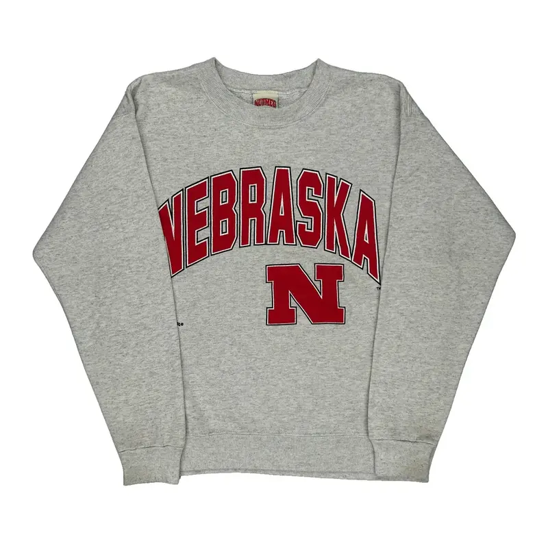 Nebraska Nutmeg Graphic Sweatshirt - Medium Grey Cotton Blend