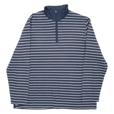 KINGFIELD Mens Patterned Jumper Grey Striped 1/4 Zip Tight Knit M