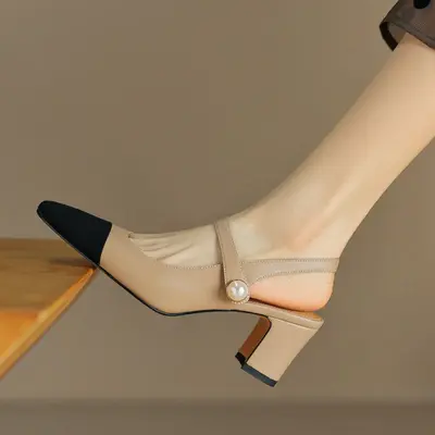 CHIKO Jessilyn Square Toe Block Heels Slingback Shoes