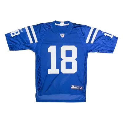 REEBOK Indianapolis Colts #18 Manning Mens Jersey Blue USA V-Neck Nylon M