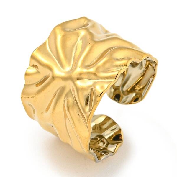 Ion Plating(IP) 304 Stainless Steel Hammered Open Cuff Ring