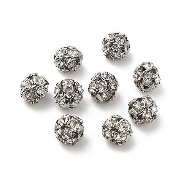 10mm Brass Crystal Rhinestone Beads