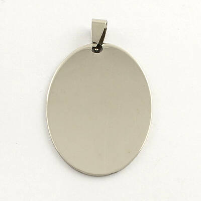 Non-Tarnish 201 Stainless Steel Oval Stamping Blank Tag Pendants
