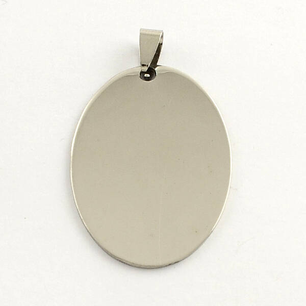 Non-Tarnish 201 Stainless Steel Oval Stamping Blank Tag Pendants