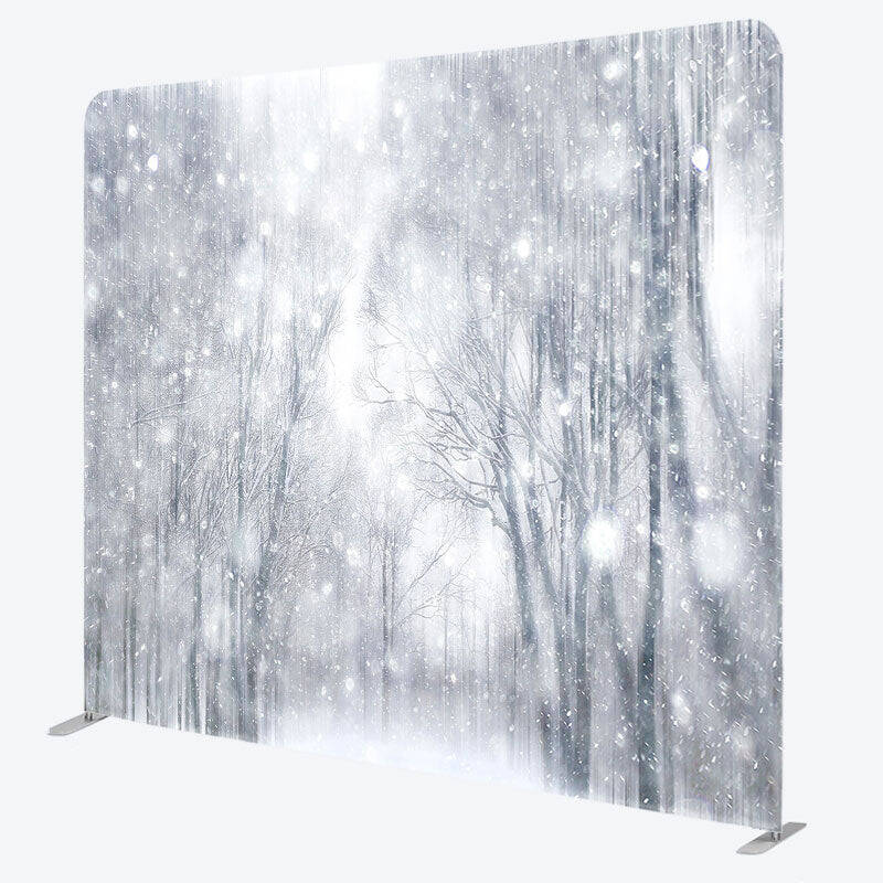Aperturee White Snowy Nature Forest Scene Christmas Backdrop - Aperturee