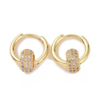 Cubic Zirconia Flat Round Beaded Hoop Earrings