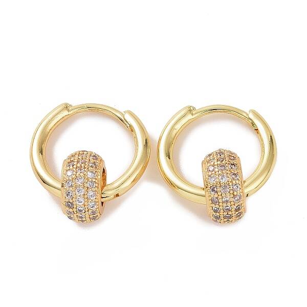 Cubic Zirconia Flat Round Beaded Hoop Earrings