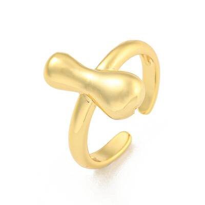 Brass Letter Open Cuff Rings for Women