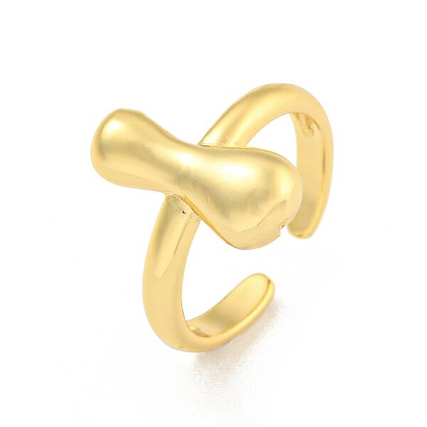 Brass Letter Open Cuff Rings for Women