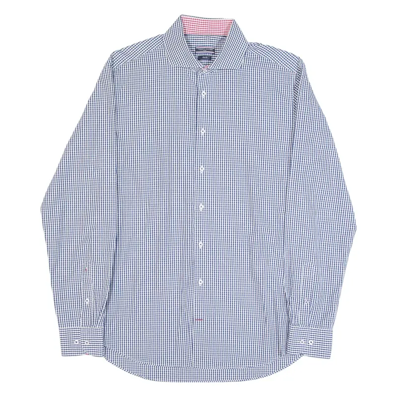 TOMMY HILFIGER Slim Fit Mens Shirt Blue Gingham Long Sleeve XL
