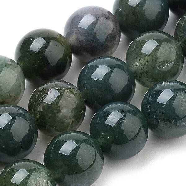 Natural Moss Agate Beads Strands