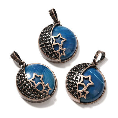 Natural Blue Banded Agate(Dyed & Heated) Pendants