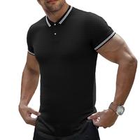 MagnaMan New Business Leisure Embroidered Lapel Polo Shirt, Summer Clothes for Men, Striped Print Drop Shoulder Short Sleeve ...