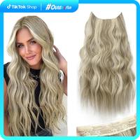 Summervibes Invisible Wire Hair Extensions with Transparent Headband Adjustable Size 4 Secure Clips Long Wavy Secret Wire Hai...