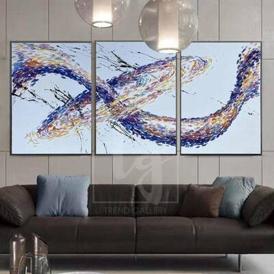 Original Calming Painting Triptych Abstract Painting Abstract Artwork Contemporary Set Of 3 Oil Artwork Oversized | GALACTIC ...