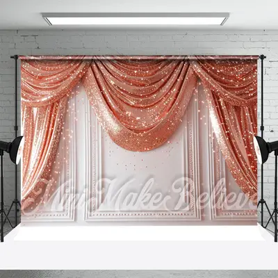 Rose Gold Glitter Curtain Retro Wall Photo Backdrop - Aperturee