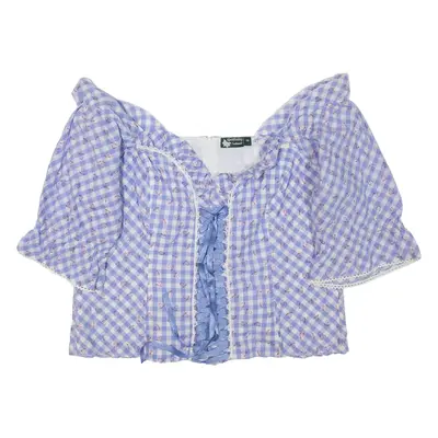 ALPEN FEELING Womens Milkmaid Top Purple Gingham XL