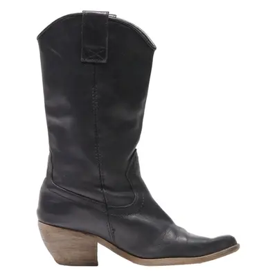 Cowboy Boots Black Leather Womens UK 4
