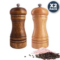 Salt and Pepper Grinders Set, Manual Wooden Salt and Pepper Mills Shakers, Ceramic Rotor with Strong Adjustable Coarseness (5...