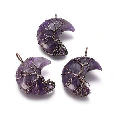 Natural Amethyst Tree of Life Wire Wrapped Pendants