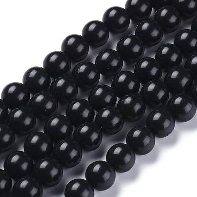 Natural Black Stone Beads Strands