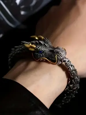 Vintage Dragon Design Bracelet, Punk Style Animal Design Bracelet for Men & Women, Fashion Jewelry for Party Decor, Trendy Ex...