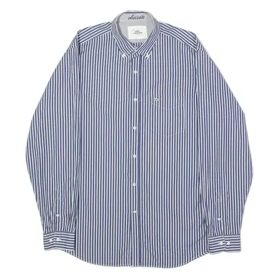 LACOSTE Mens Shirt Blue Striped Long Sleeve XL