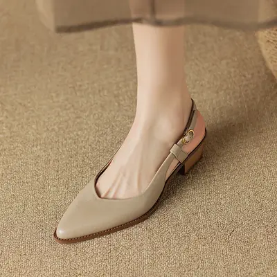 CHIKO Karrie Pointy Toe Block Heels Slingback Shoes