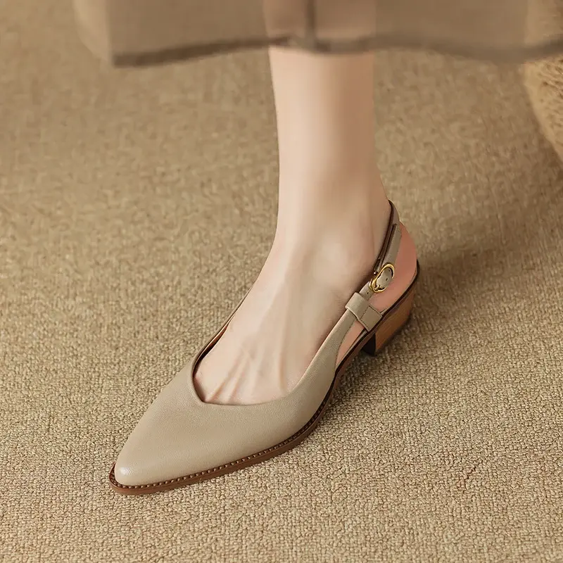 CHIKO Karrie Pointy Toe Block Heels Slingback Shoes