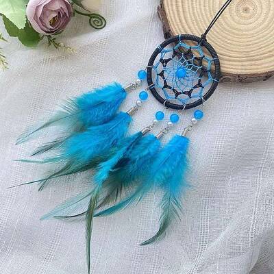 Woven Web/Net with Feather Decorations