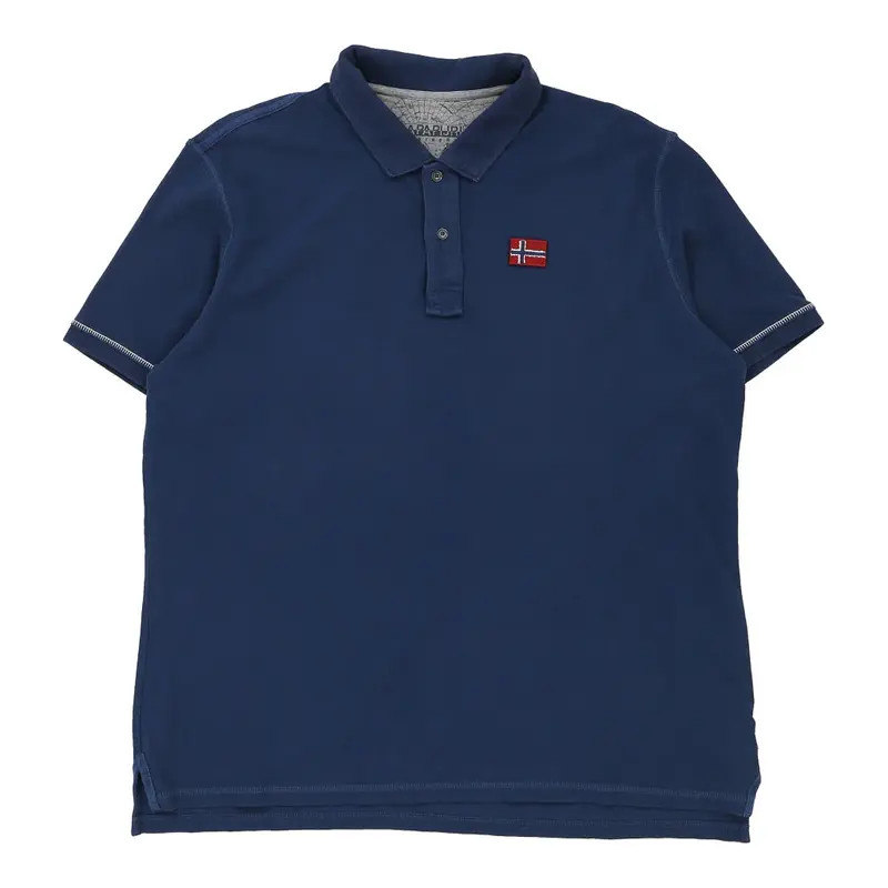 Napapijri Polo Shirt - 2XL Blue Cotton Blend
