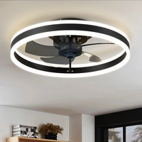 Modern Ceiling Fan with Light and Remote 19.7 Inch Low Profile Flush Mount 6 Speeds 3-Color Dimmable LED Reversible Airflow f...