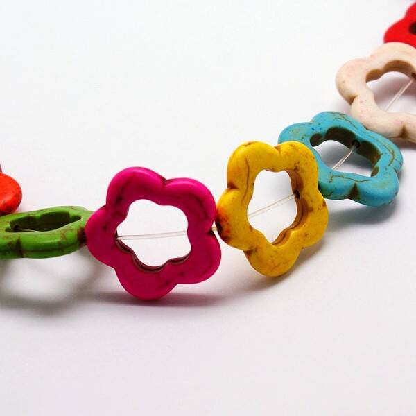 Flower Synthetic Turquoise Beads Strands