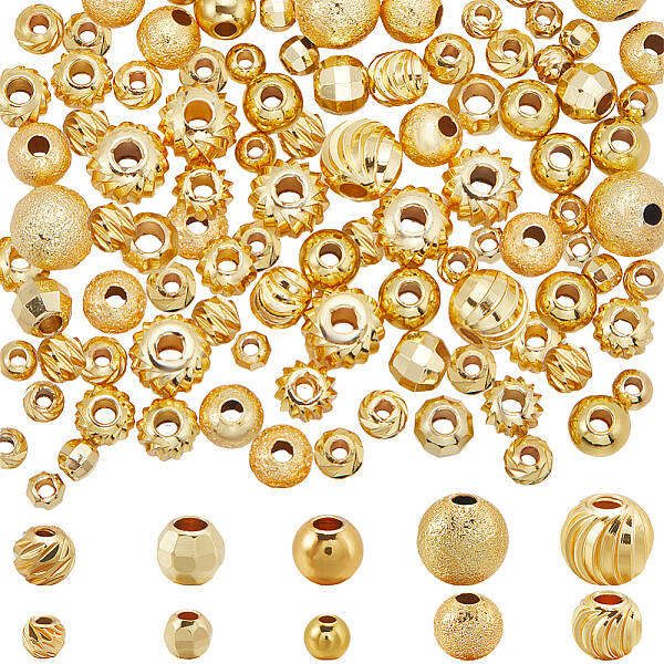 120Pcs 10 Styles Brass Beads