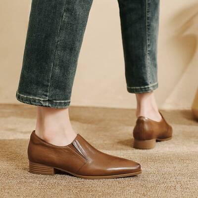 CHIKO Beard Pointy Toe Block Heels Loafers Shoes