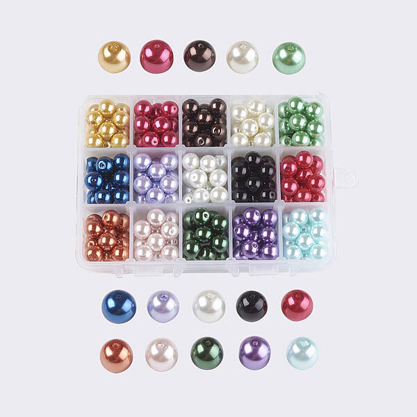 15 Color Glass Pearl Beads