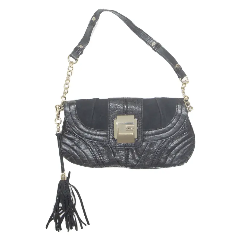 GUESS Womens Shoulder Bag Black Leather